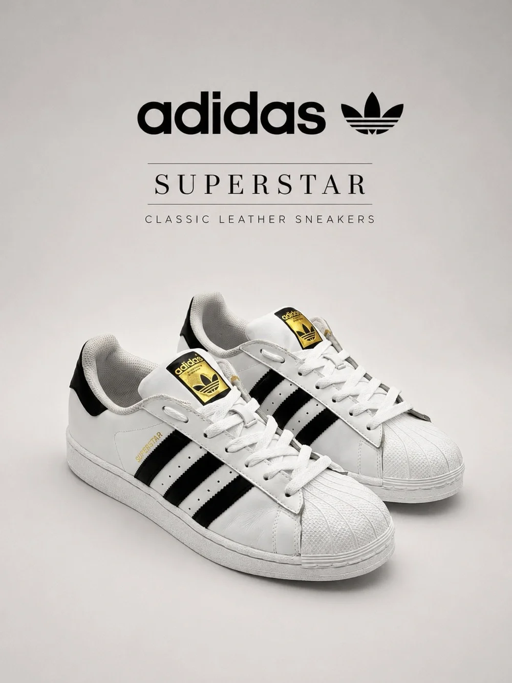 Adidas Superstar White Black Shell Toe Leather Sneakers